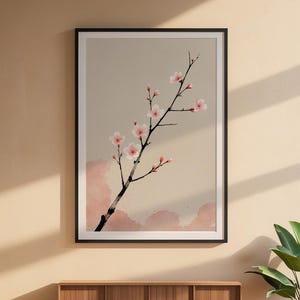 Cherry Blossom Ink Art | Japanese Minimalist Poster | Spring Wall Decor imagem 4