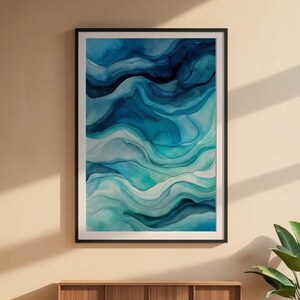 Póster de degradado oceánico / Impresión artística abstracta de agua imagen 6