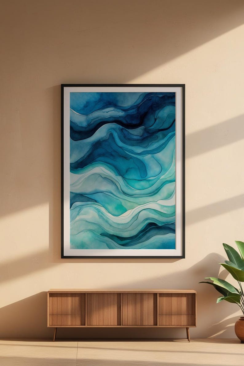 Póster de degradado oceánico / Impresión artística abstracta de agua imagen 6