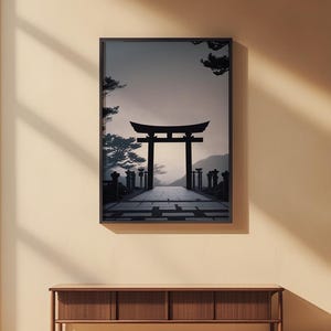 Torii Gate Silhouette | Modern Japanese Art | Zen Decor Bild 2