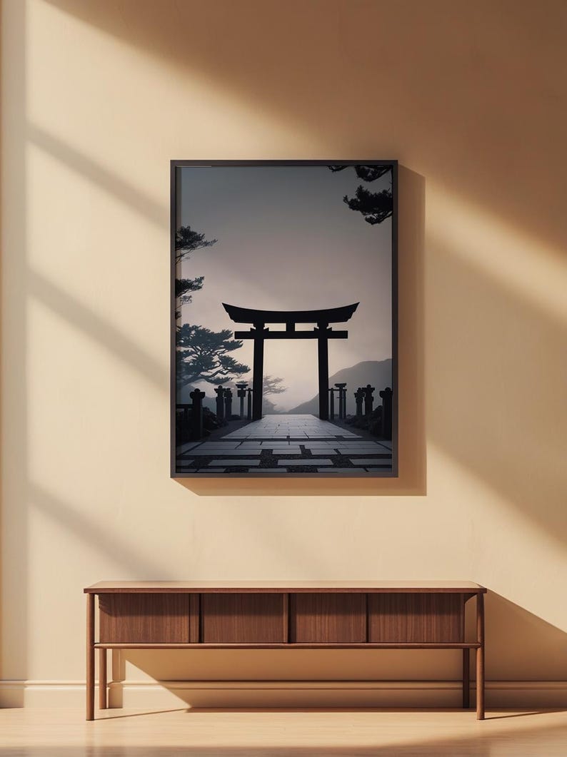 Torii Gate Silhouette | Modern Japanese Art | Zen Decor Bild 2