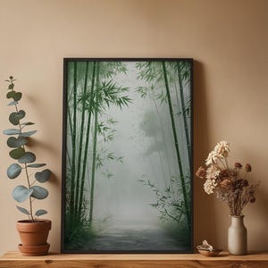 Bamboo Forest Path | Japanese Zen Minimalist Poster | Nature Wall Art Bild 4
