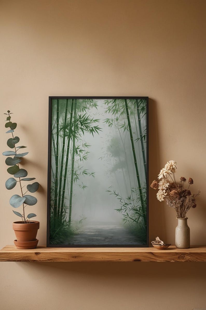Bamboo Forest Path | Japanese Zen Minimalist Poster | Nature Wall Art Bild 4