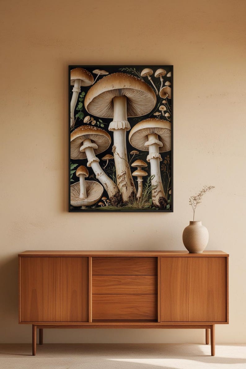 Estudio botánico de hongos / Ilustración naturalista vintage / Arte cottagecore imagen 5