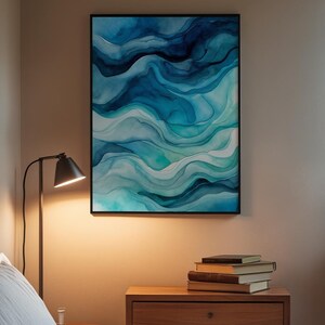Póster de degradado oceánico / Impresión artística abstracta de agua imagen 3