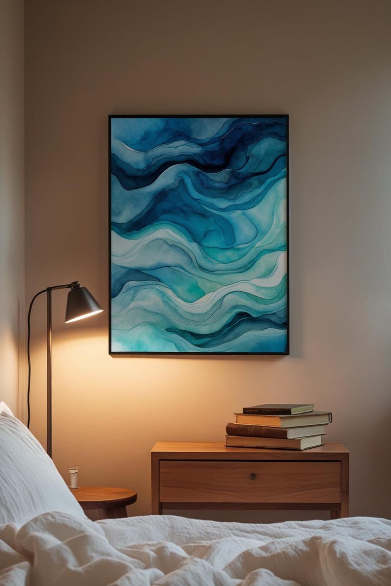 Póster de degradado oceánico / Impresión artística abstracta de agua imagen 3