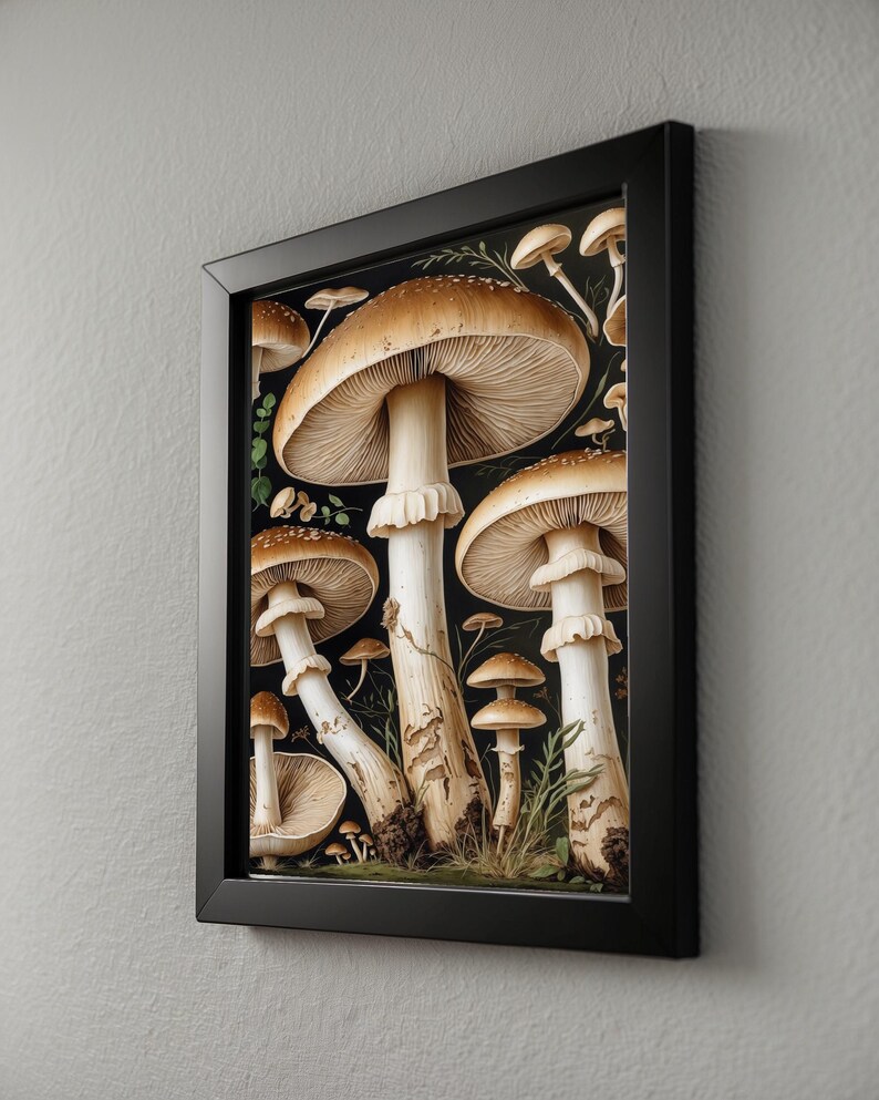 Estudio botánico de hongos / Ilustración naturalista vintage / Arte cottagecore imagen 8