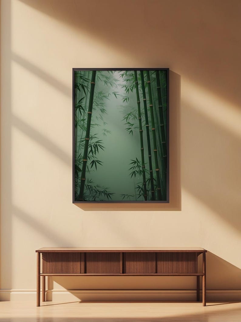 Bamboo forest art | Zen mist poster | Asian landscape decor image 2