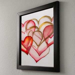 Art coeur Saint-Valentin | Affiche d'amour à l'aquarelle | Décoration murale en or rose image 8