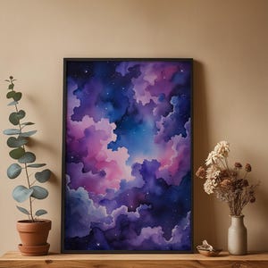 Cosmic Clouds Poster | Purple Blue Galaxy Wall Art | Starry Night Sky Print Bild 4