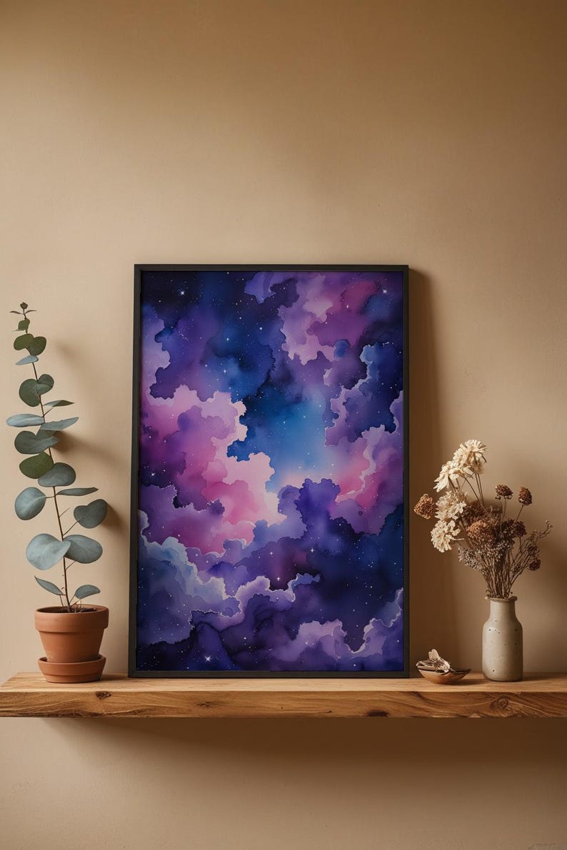 Cosmic Clouds Poster | Purple Blue Galaxy Wall Art | Starry Night Sky Print Bild 4