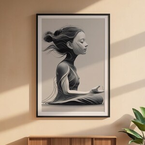 Zen Profile Line Art | Meditation Face Poster | Minimalist Wellness Decor Bild 7