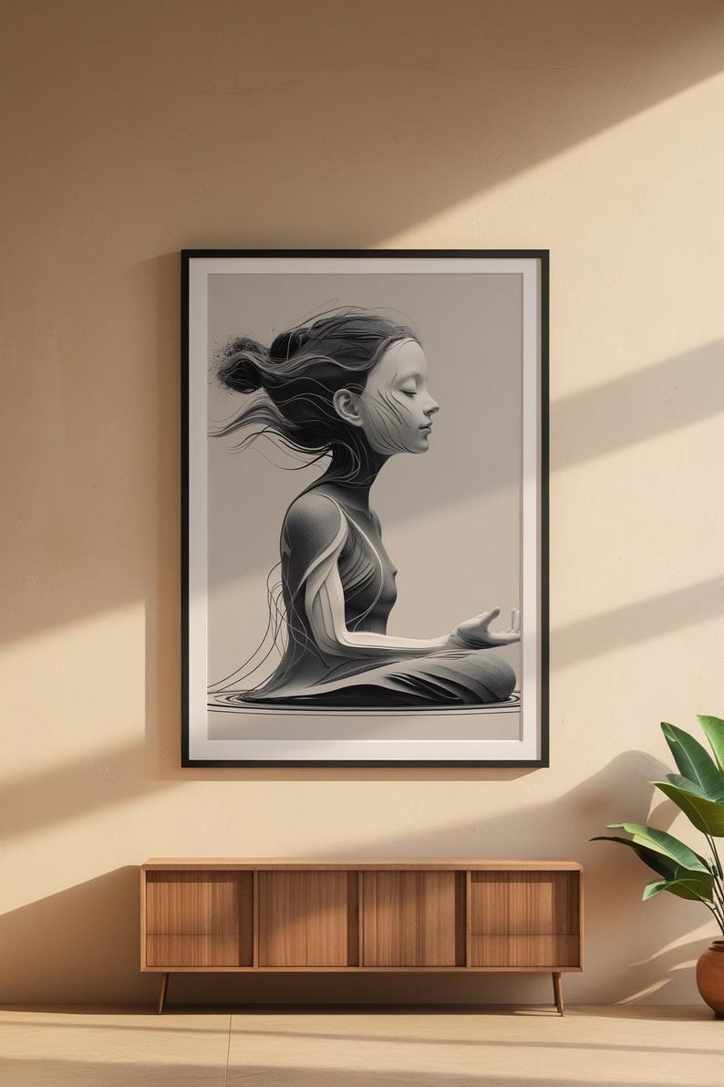 Zen Profile Line Art | Meditation Face Poster | Minimalist Wellness Decor Bild 7