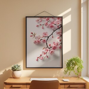 Cherry Blossom Art | Japanese Wall Poster | Minimalist Floral Print image 1