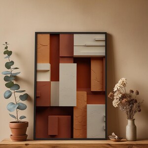 Geometric Blocks Abstract | Modern Minimalist Poster | Warm Tones immagine 4