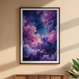Cosmic Clouds Poster | Purple Blue Galaxy Wall Art | Starry Night Sky Print Bild 6