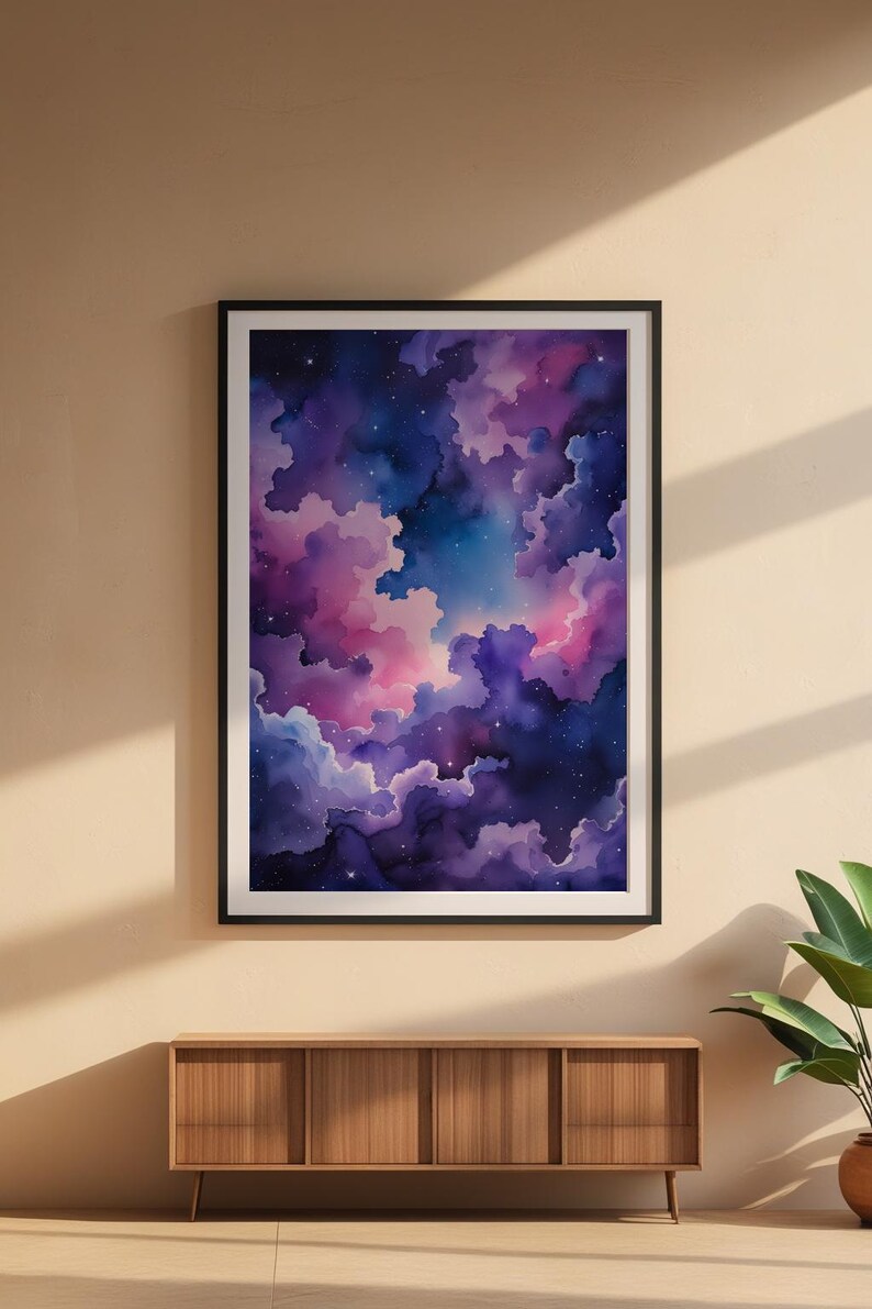 Cosmic Clouds Poster | Purple Blue Galaxy Wall Art | Starry Night Sky Print Bild 6