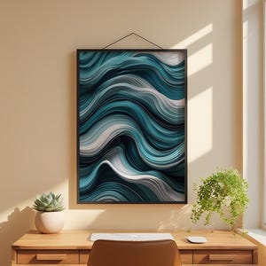 Abstract Lines Art | Minimalist Wave Pattern | Modern Wall Decor imagen 1