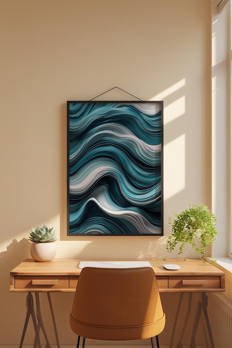 Abstract Lines Art | Minimalist Wave Pattern | Modern Wall Decor imagen 1