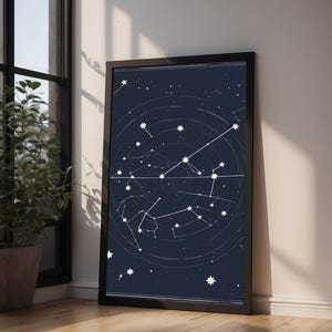 Póster de cielo nocturno / Impresión de constelación celestial / Arte mural astronómico imagen 8