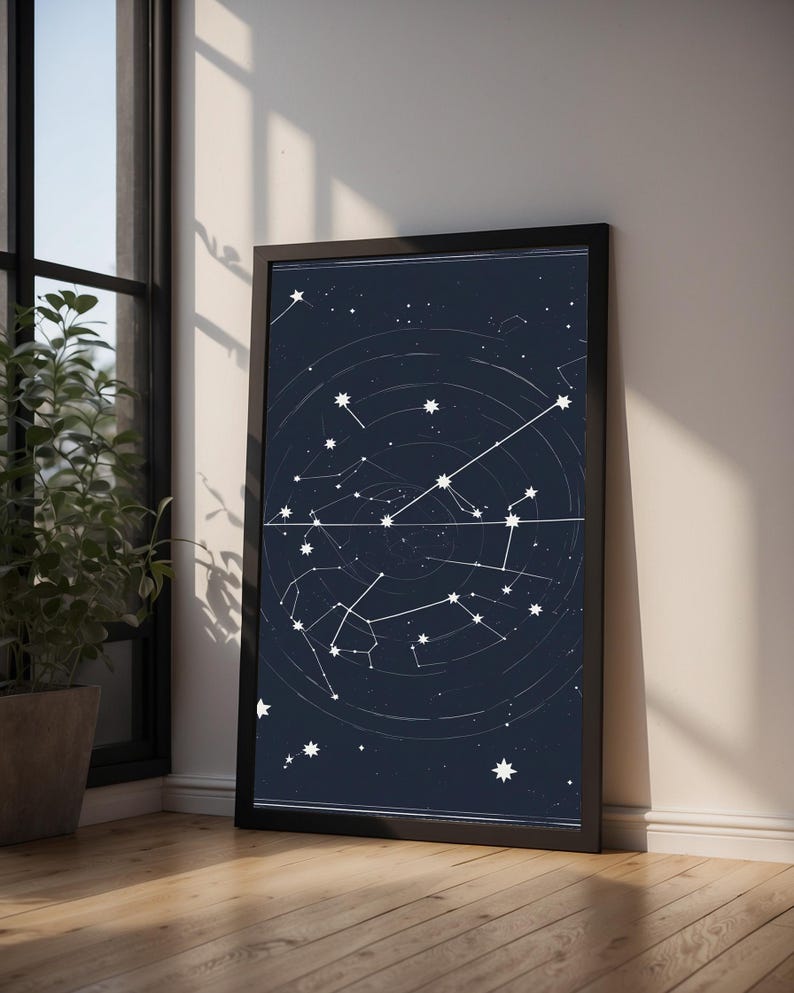 Póster de cielo nocturno / Impresión de constelación celestial / Arte mural astronómico imagen 8