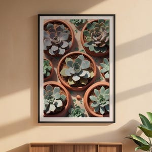 Succulent Garden Top View | Botanical Plant Art | Minimalist Terrarium image 6