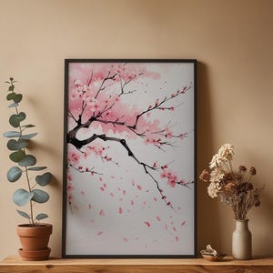 Cherry Blossom Art | Japanese Sakura Poster | Pink Zen Wall Decor image 4