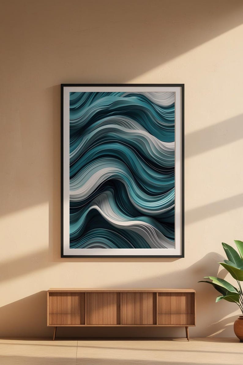 Abstract Lines Art | Minimalist Wave Pattern | Modern Wall Decor imagen 6