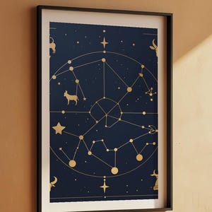 Zodiac Constellation Map | Astrology Poster | Gold Star Art Bild 7