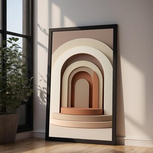 Modern Arch Abstract | Boho Geometric Poster | Neutral Wall Art Print image 3