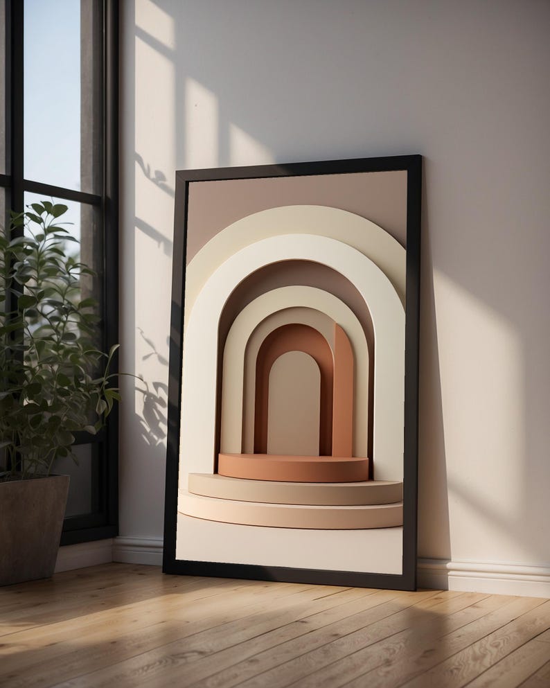 Modern Arch Abstract | Boho Geometric Poster | Neutral Wall Art Print image 3