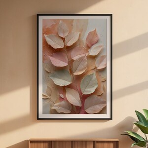 Hojas botánicas color melocotón / Póster romántico de naturaleza / Arte rural imagen 6