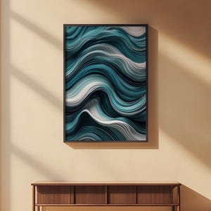 Abstract Lines Art | Minimalist Wave Pattern | Modern Wall Decor imagen 2