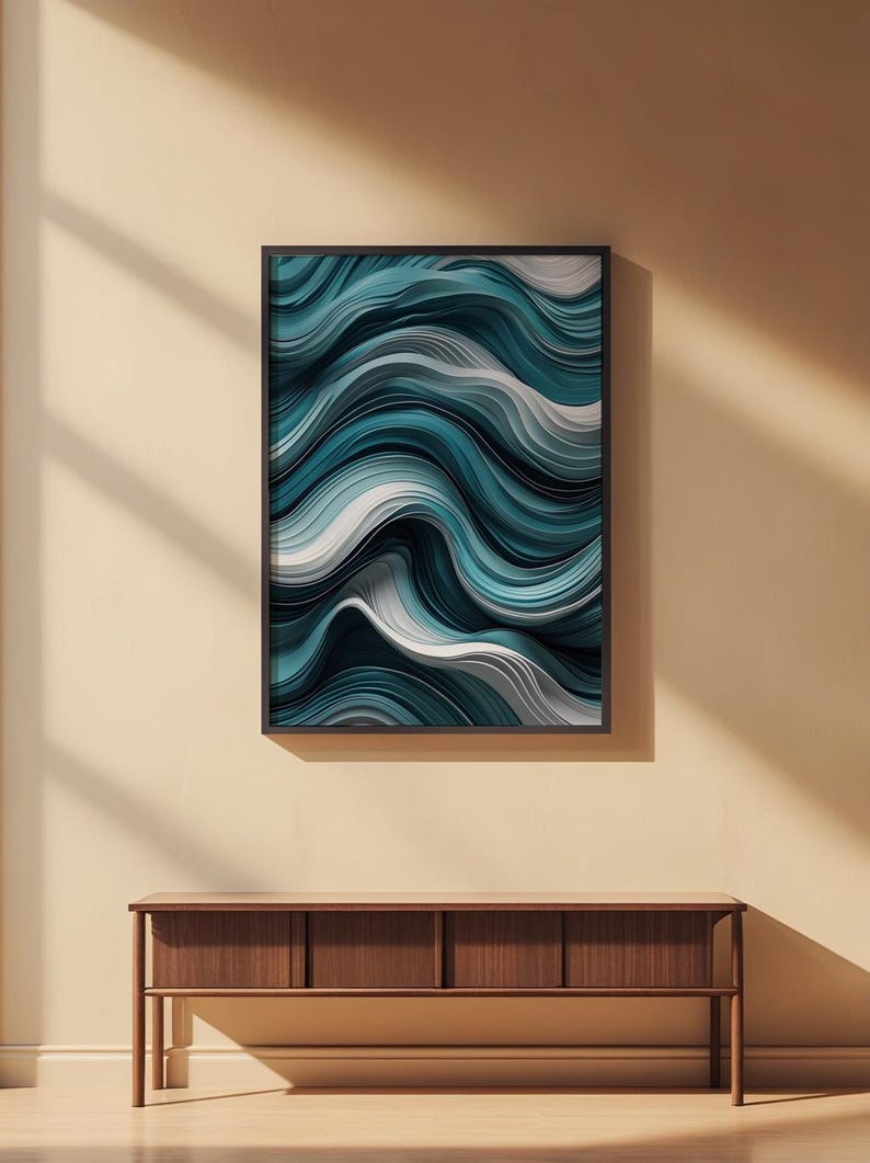 Abstract Lines Art | Minimalist Wave Pattern | Modern Wall Decor imagen 2