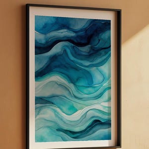 Póster de degradado oceánico / Impresión artística abstracta de agua imagen 7