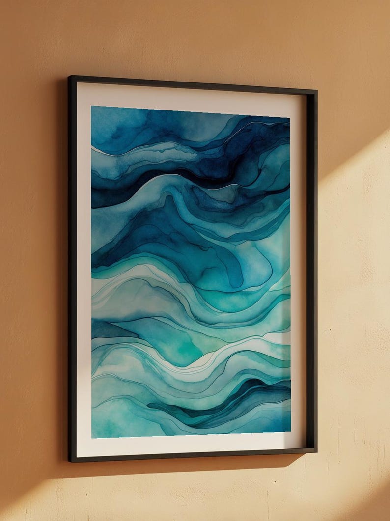 Póster de degradado oceánico / Impresión artística abstracta de agua imagen 7