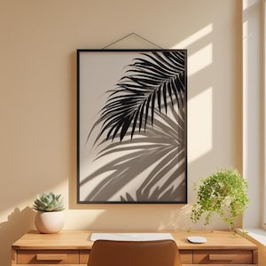 Tropical Palm Leaf Art | Black Botanical Poster | Boho Plant Decor afbeelding 1