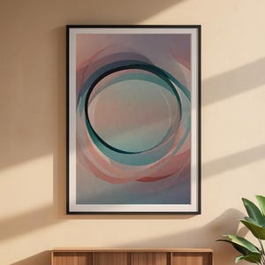 Arte circular abstracto / Impresión geométrica moderna / Póster verde azulado imagen 6