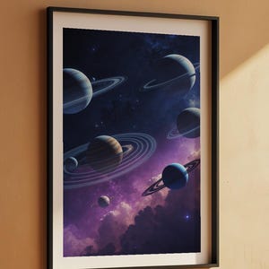 Orbital Planets | Cosmic Solar System | Space Science Poster afbeelding 7