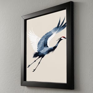 Ink Crane Flight | Japanese Minimalist Bird Art | Zen Wall Decor Bild 8