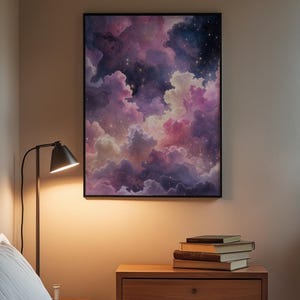 Arte de nebulosa pastel / Póster espacial de ensueño / Decoración de pared cósmica imagen 3