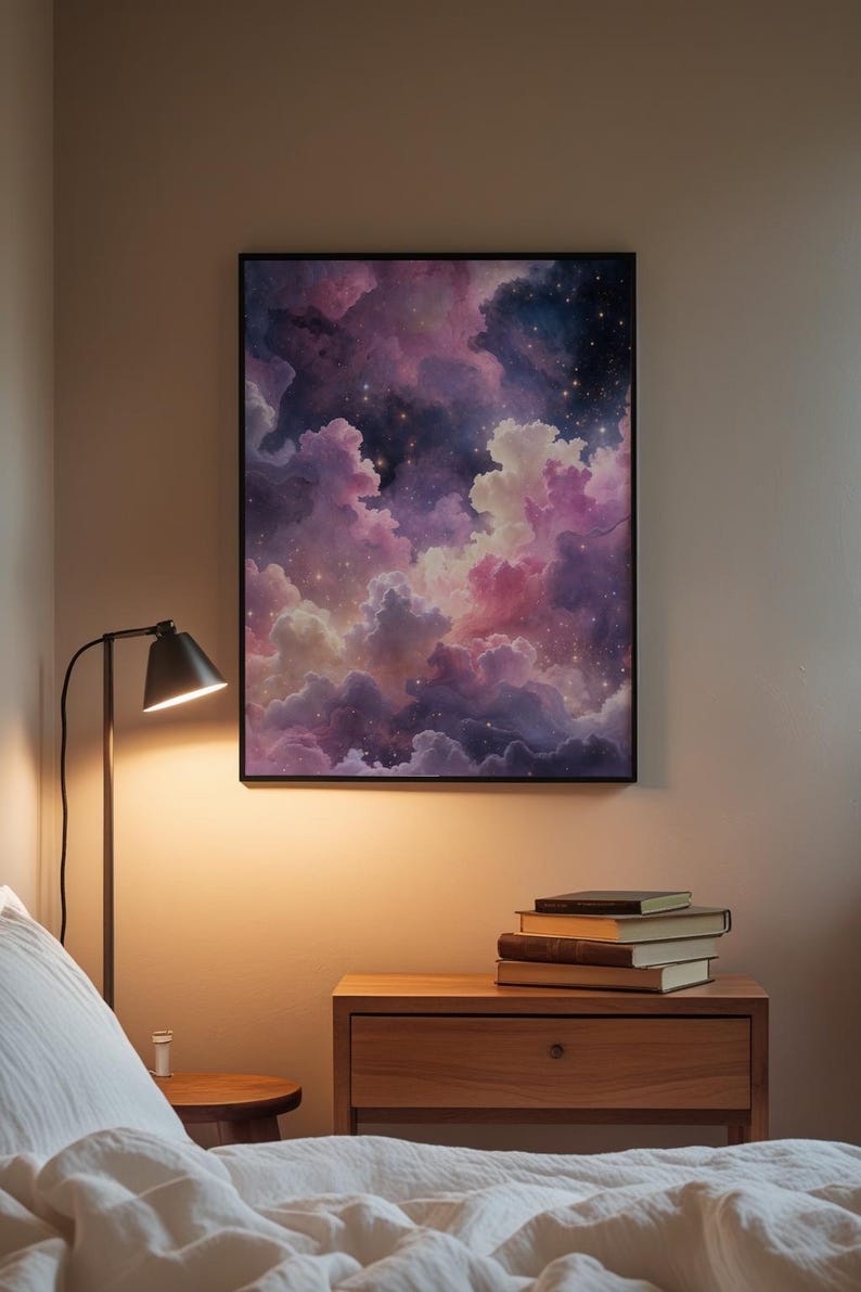 Arte de nebulosa pastel / Póster espacial de ensueño / Decoración de pared cósmica imagen 3