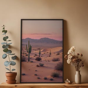 Desert Sunrise | Minimal Landscape Poster | Southwest Wall Art Print image 1