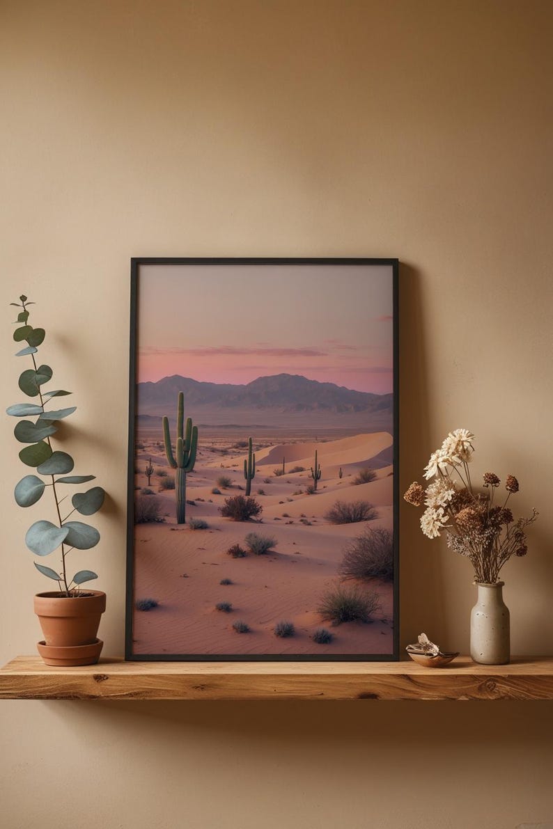 Desert Sunrise | Minimal Landscape Poster | Southwest Wall Art Print image 1