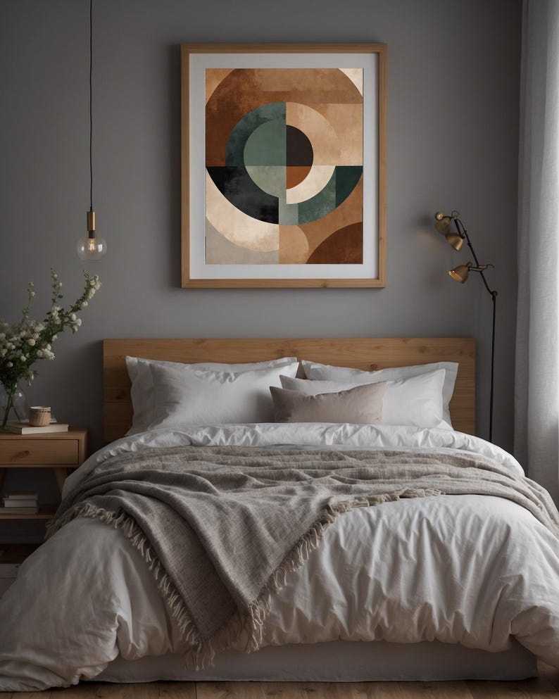 Abstract Geometric Art | Mid Century Modern Poster | Earth Tone Wall Decor Bild 1
