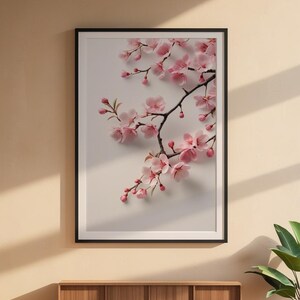 Cherry Blossom Art | Japanese Wall Poster | Minimalist Floral Print image 6