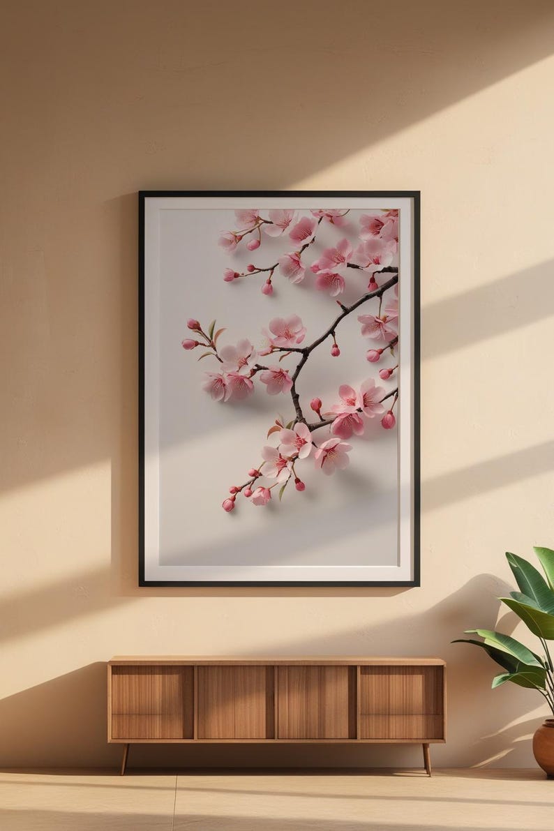 Cherry Blossom Art | Japanese Wall Poster | Minimalist Floral Print image 6