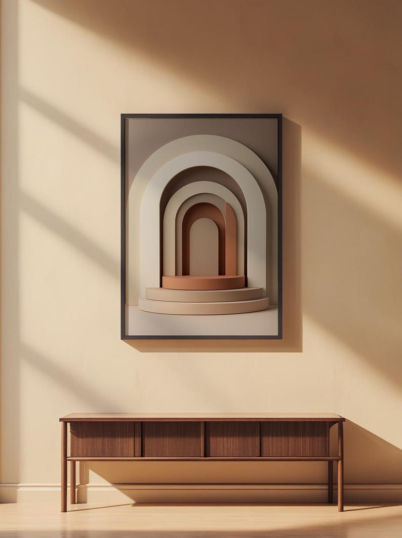 Modern Arch Abstract | Boho Geometric Poster | Neutral Wall Art Print image 8