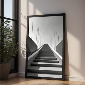 Geometric Staircase | Minimalist Architecture | Journey Perspective Art image 9