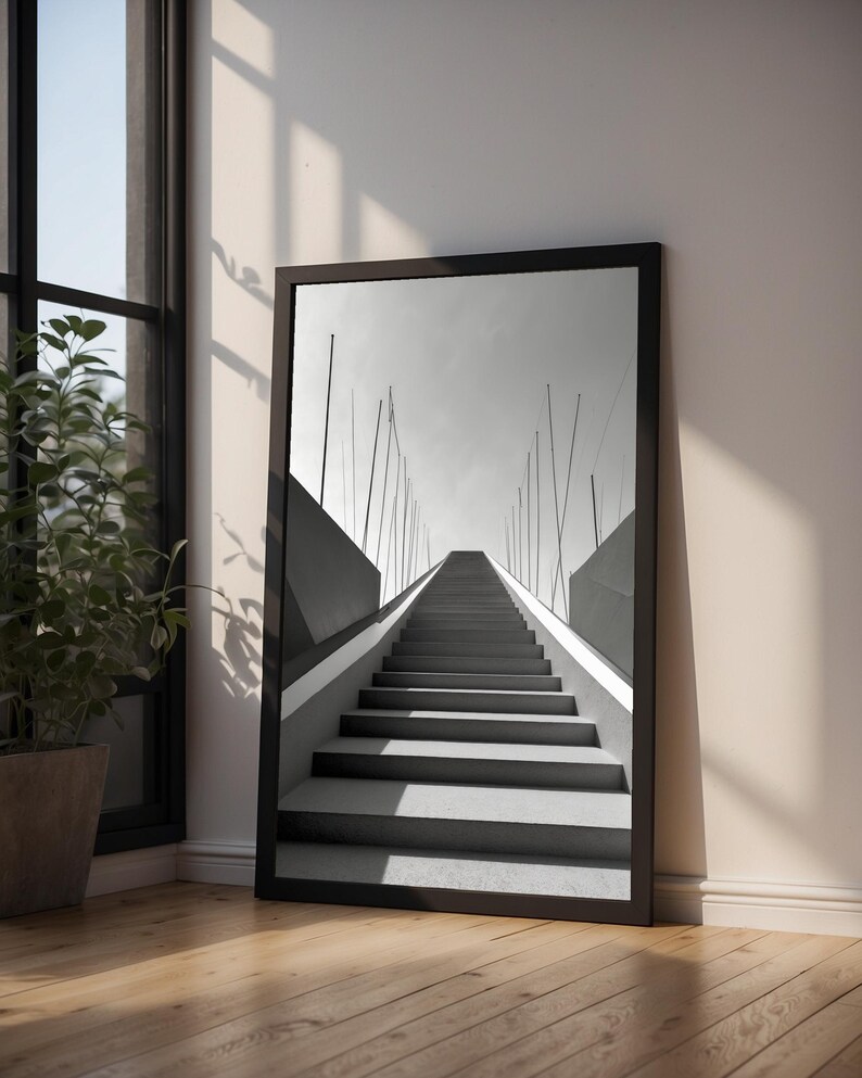 Geometric Staircase | Minimalist Architecture | Journey Perspective Art image 9